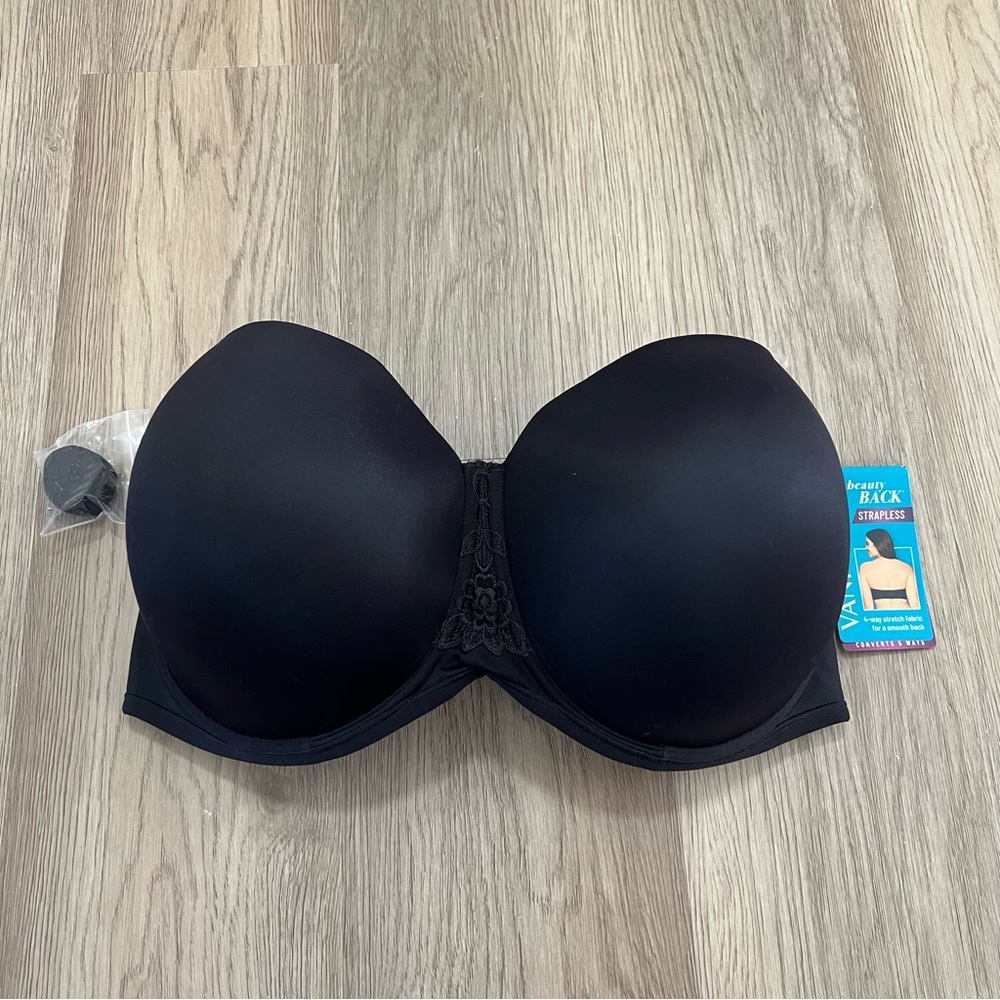 Vanity Fair Beauty Back Strapless Bra Black Size 38H Style 74380 NWT